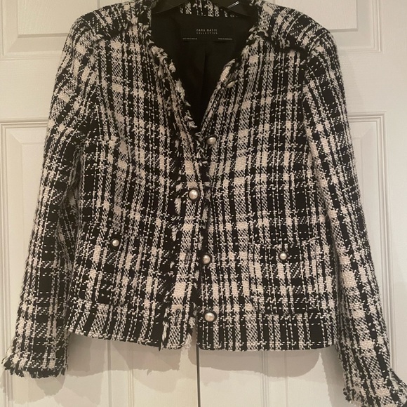 Zara Black and White Blazer Classic Tweed Design - Picture 1 of 4